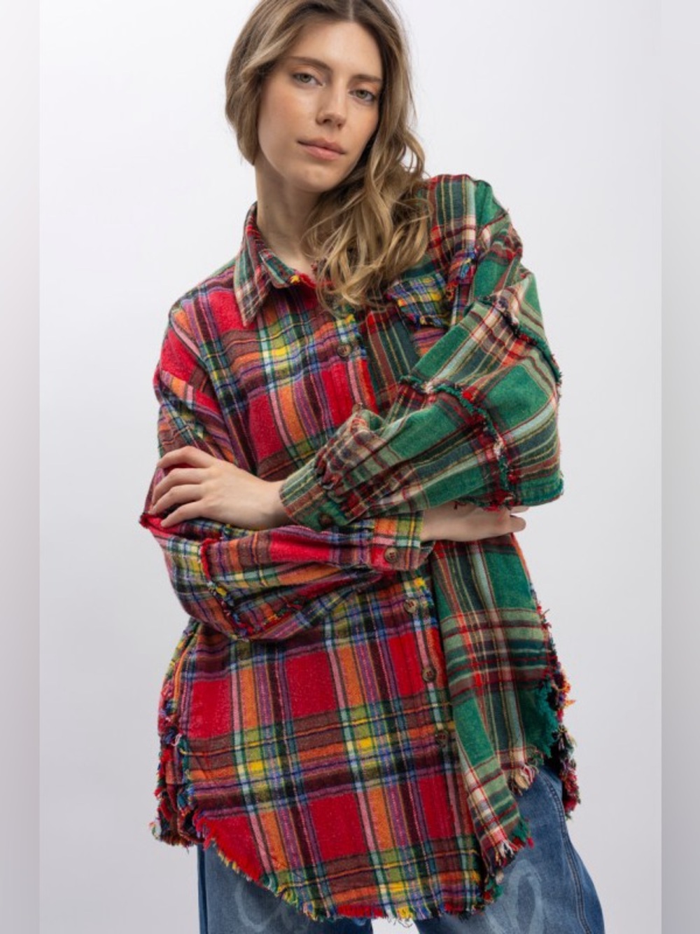 #115 New! Bluevelvet Oversized Plaid Button-Up Shirt - Picture 9 of 9